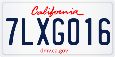 CA license plate 7LXG016