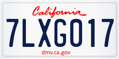 CA license plate 7LXG017