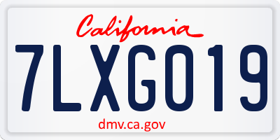 CA license plate 7LXG019