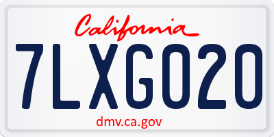 CA license plate 7LXG020