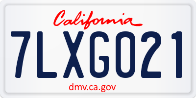 CA license plate 7LXG021
