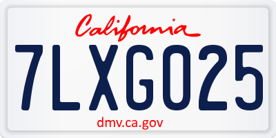 CA license plate 7LXG025