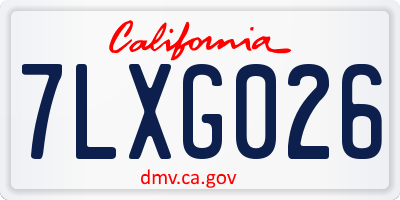 CA license plate 7LXG026