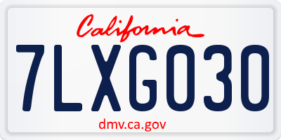 CA license plate 7LXG030