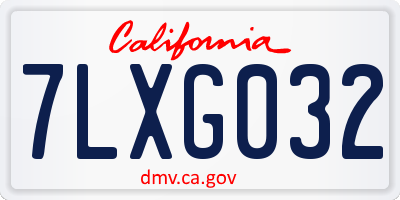 CA license plate 7LXG032