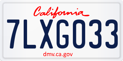 CA license plate 7LXG033