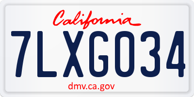 CA license plate 7LXG034