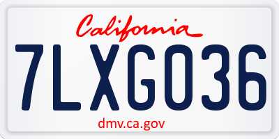 CA license plate 7LXG036