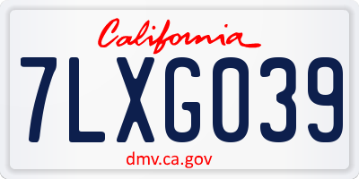 CA license plate 7LXG039