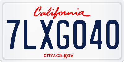 CA license plate 7LXG040