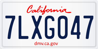 CA license plate 7LXG047