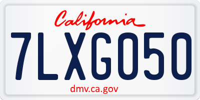 CA license plate 7LXG050