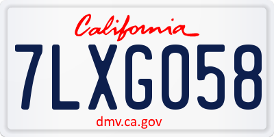 CA license plate 7LXG058