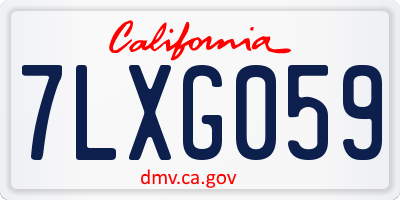 CA license plate 7LXG059
