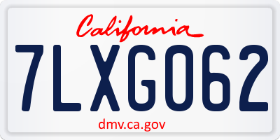 CA license plate 7LXG062