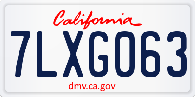 CA license plate 7LXG063