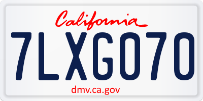 CA license plate 7LXG070