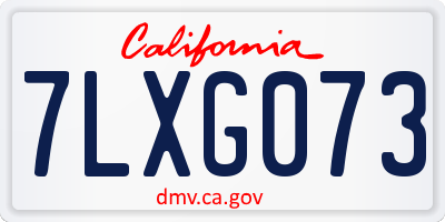 CA license plate 7LXG073