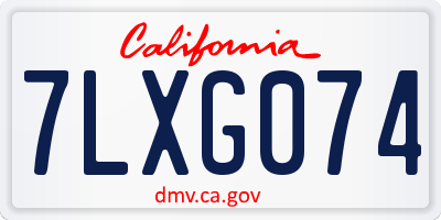 CA license plate 7LXG074