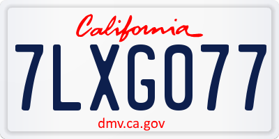 CA license plate 7LXG077