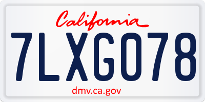CA license plate 7LXG078
