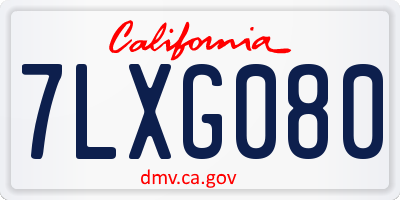 CA license plate 7LXG080