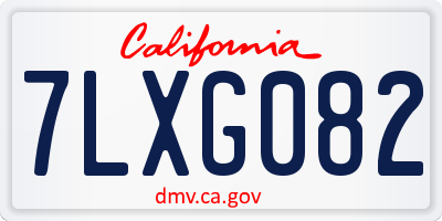CA license plate 7LXG082