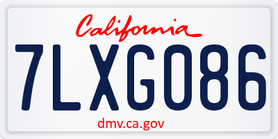 CA license plate 7LXG086