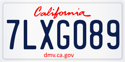 CA license plate 7LXG089