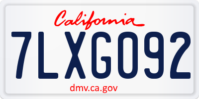 CA license plate 7LXG092