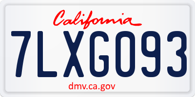 CA license plate 7LXG093