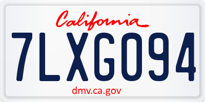CA license plate 7LXG094