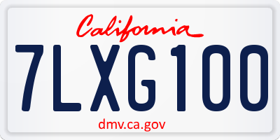 CA license plate 7LXG100