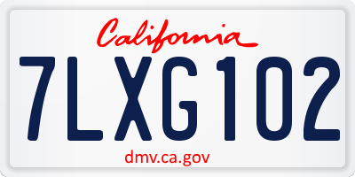 CA license plate 7LXG102