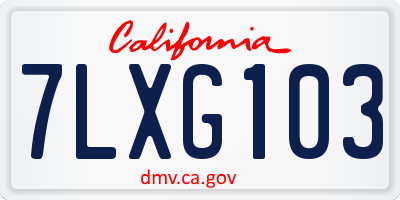 CA license plate 7LXG103