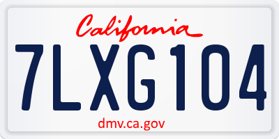 CA license plate 7LXG104