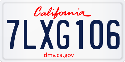 CA license plate 7LXG106