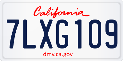 CA license plate 7LXG109