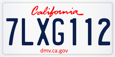 CA license plate 7LXG112