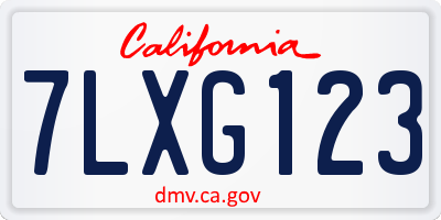 CA license plate 7LXG123