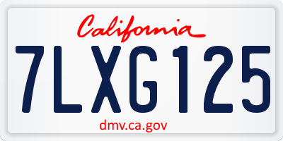 CA license plate 7LXG125