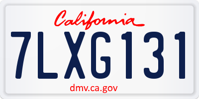 CA license plate 7LXG131
