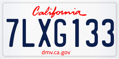 CA license plate 7LXG133