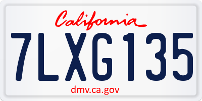 CA license plate 7LXG135