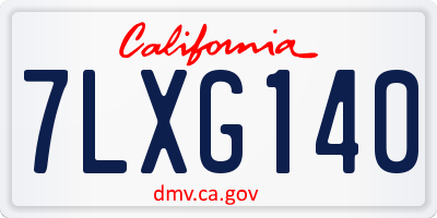 CA license plate 7LXG140