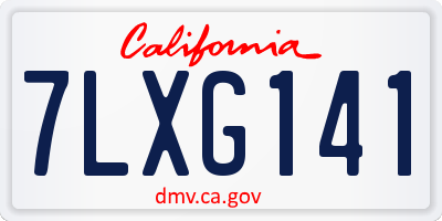 CA license plate 7LXG141