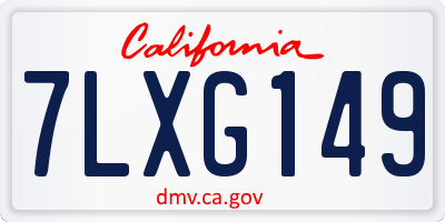 CA license plate 7LXG149
