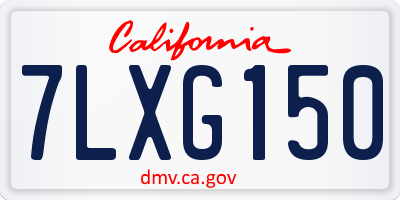 CA license plate 7LXG150