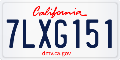CA license plate 7LXG151