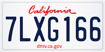 CA license plate 7LXG166